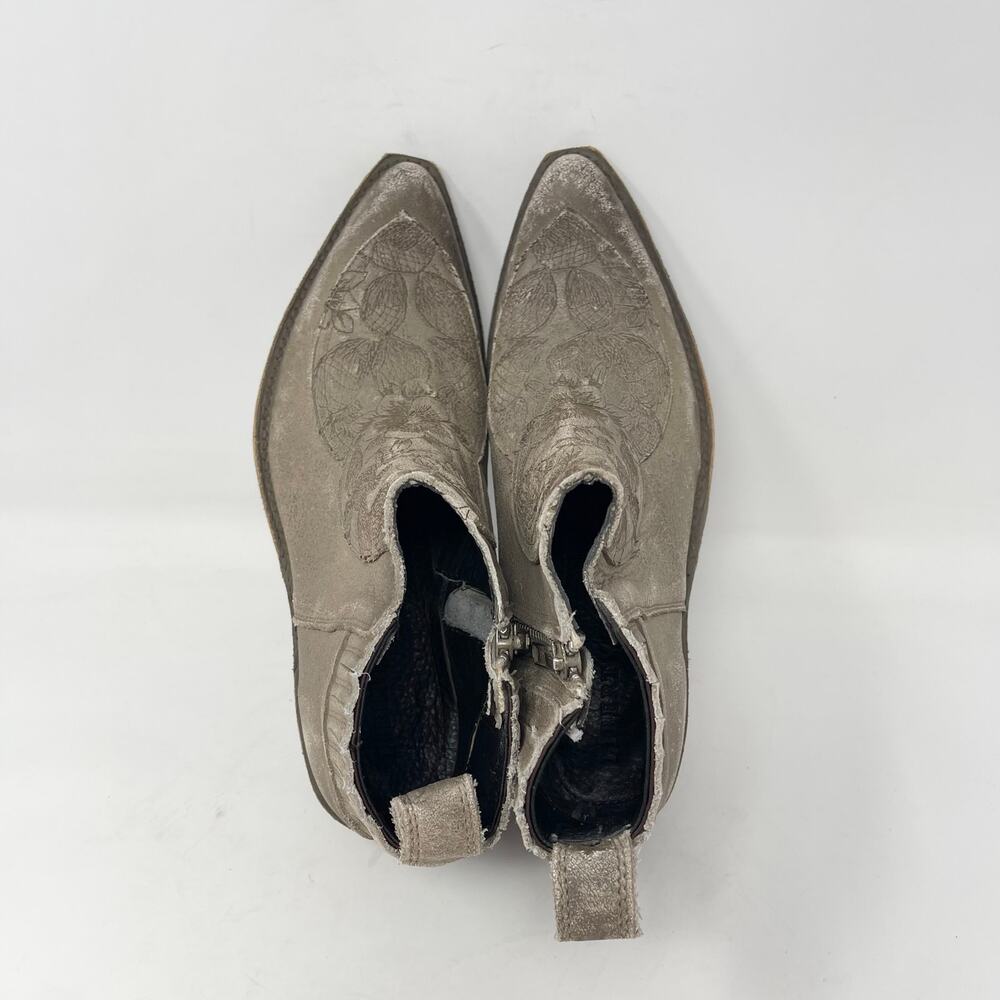 LIBERTY Black Taupe Western Heeled Ankle Boots - Picture 6 of 10